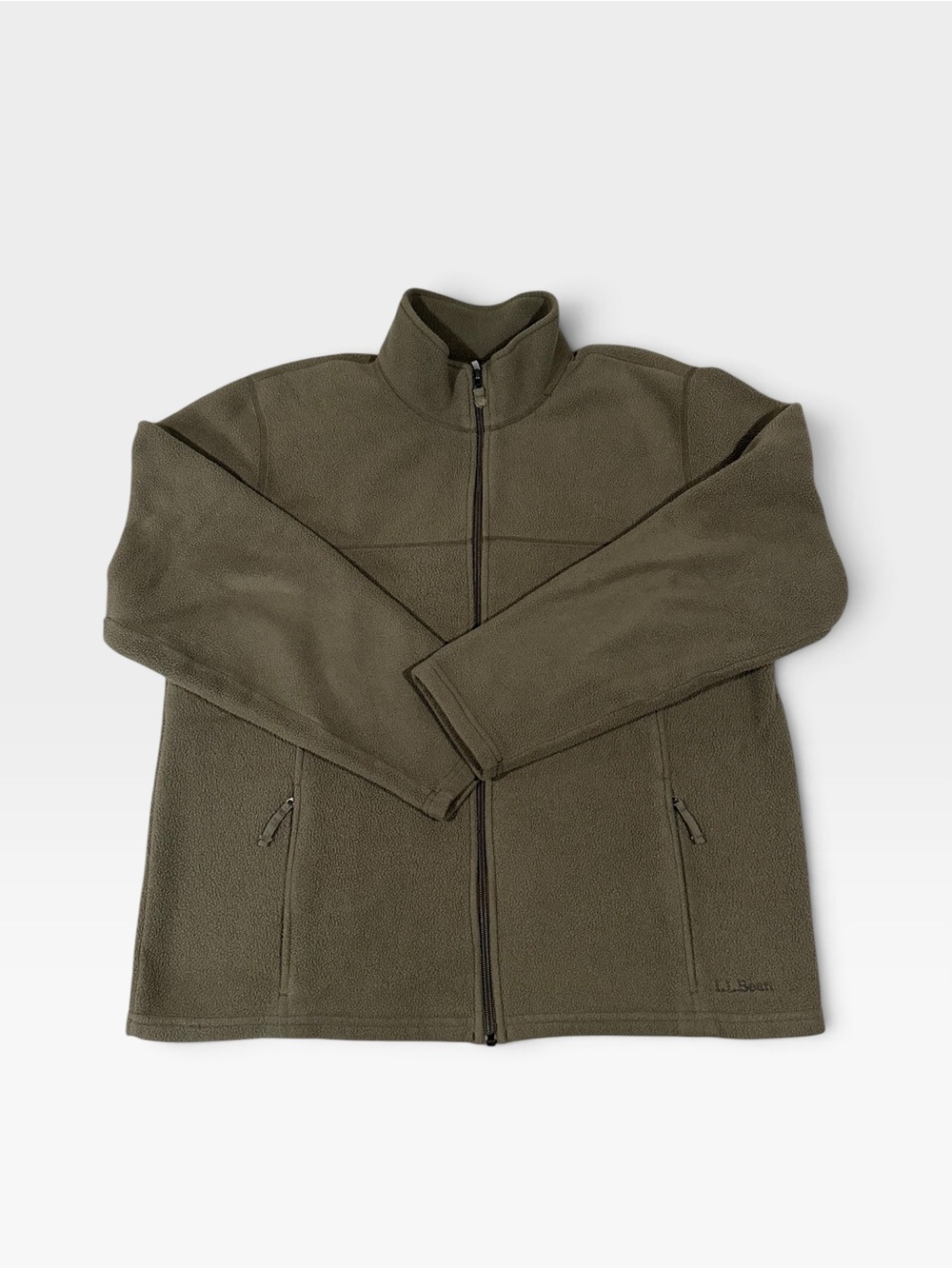 L.L. Bean Polartec Eco Fleece Full Zip Mock Neck Jacket Olive Green Men's L